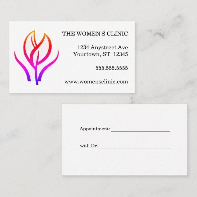Women's Clinic Health Spa Yoga Business Card (Front/Back)