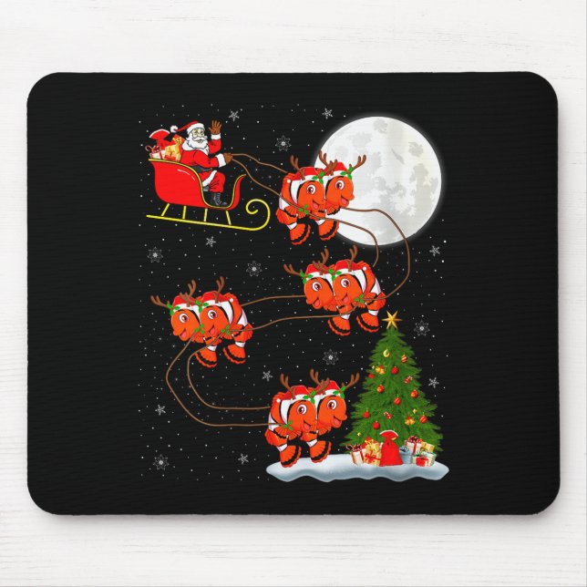 Womens Clown Fish Santa Sleigh Flying Funny Magica Mouse Mat (Front)