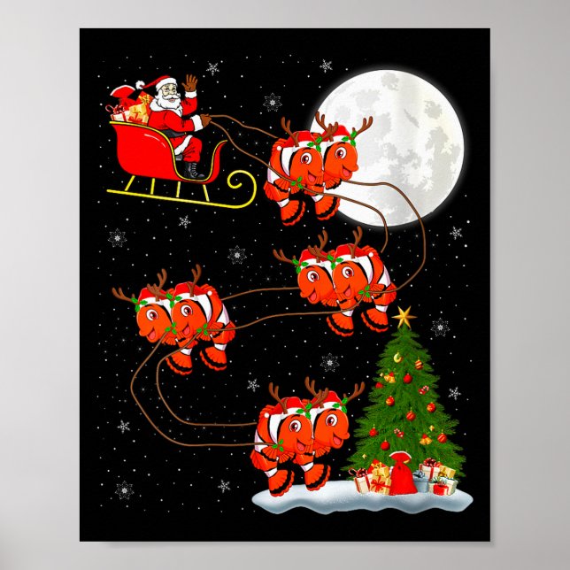 Womens Clown Fish Santa Sleigh Flying Funny Magica Poster (Front)