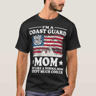 Womens Coast Guard Mum American Flag Military Fami T-Shirt