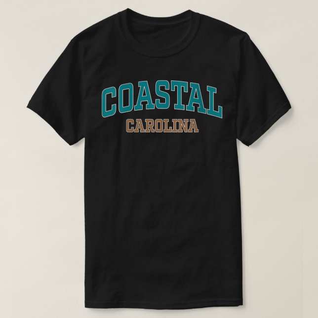 Womens Coastal Carolina Teal and Bronze Arch Athle T-Shirt (Design Front)