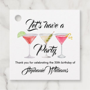 Women's cocktail summer 50th birthday party favour tags