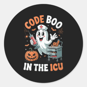 Womens Code Boo In The Icu Funny Medical Halloween Classic Round Sticker