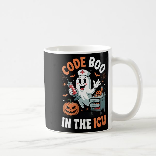 Womens Code Boo In The Icu Funny Medical Halloween Coffee Mug (Right)