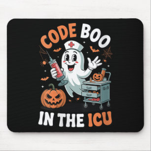 Womens Code Boo In The Icu Funny Medical Halloween Mouse Mat
