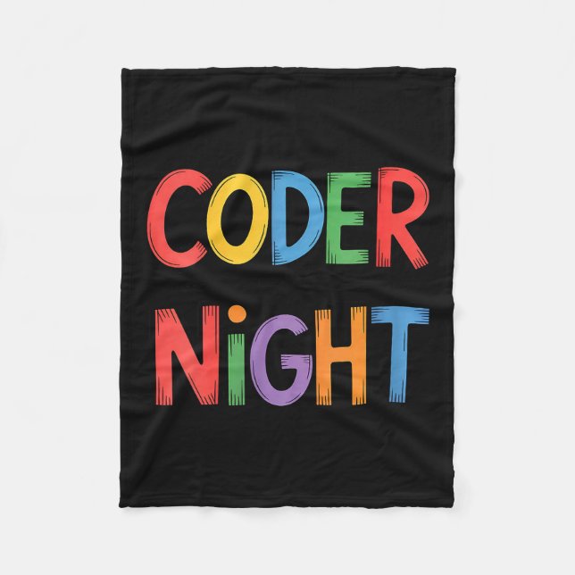 Womens Coder By Night Programmer Surrounded By Cod Fleece Blanket (Front)