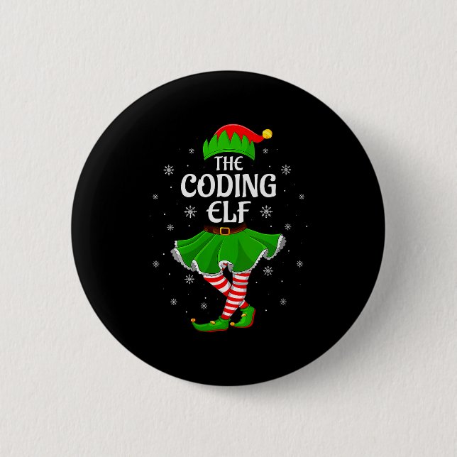 Womens Coding Elf Christmas Family Girls Women Elf 6 Cm Round Badge (Front)