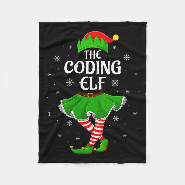 Womens Coding Elf Christmas Family Girls Women Elf Fleece Blanket (Front)