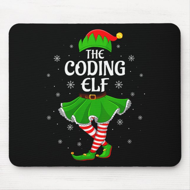 Womens Coding Elf Christmas Family Girls Women Elf Mouse Mat (Front)