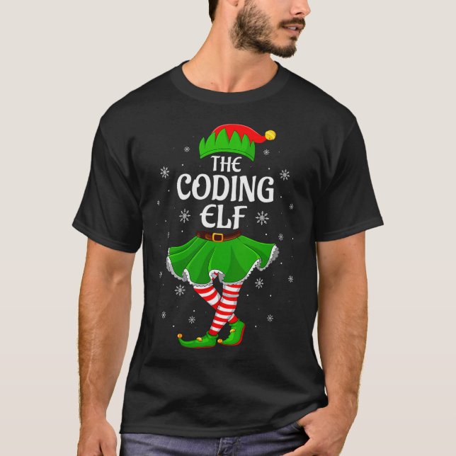 Womens Coding Elf Christmas Family Girls Women Elf T-Shirt (Front)