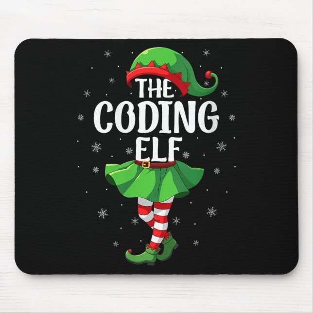Womens Coding Elf Christmas Girls Women Elf Squad  Mouse Mat (Front)