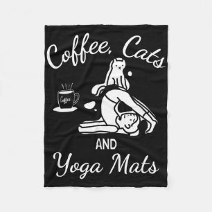 Womens Coffee Cats And Yoga Mats - Funny Nameowste Fleece Blanket