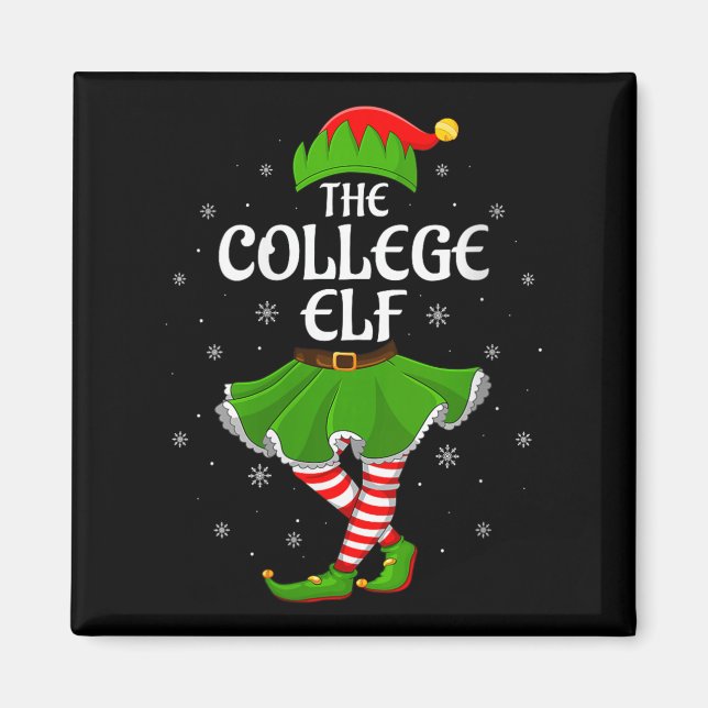 Womens College Elf Christmas Family Girls Women El Magnet (Front)