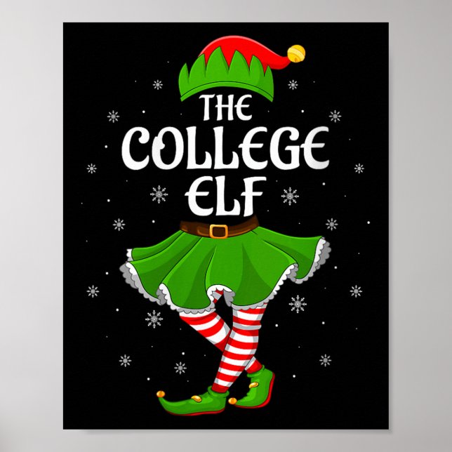 Womens College Elf Christmas Family Girls Women El Poster (Front)
