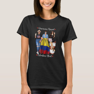 Womens Colombian Dna Blood Heritage Flag Born In C T-Shirt