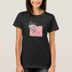 Womens Colorado Pinkish Floral Watercolor Map  Gir T-Shirt