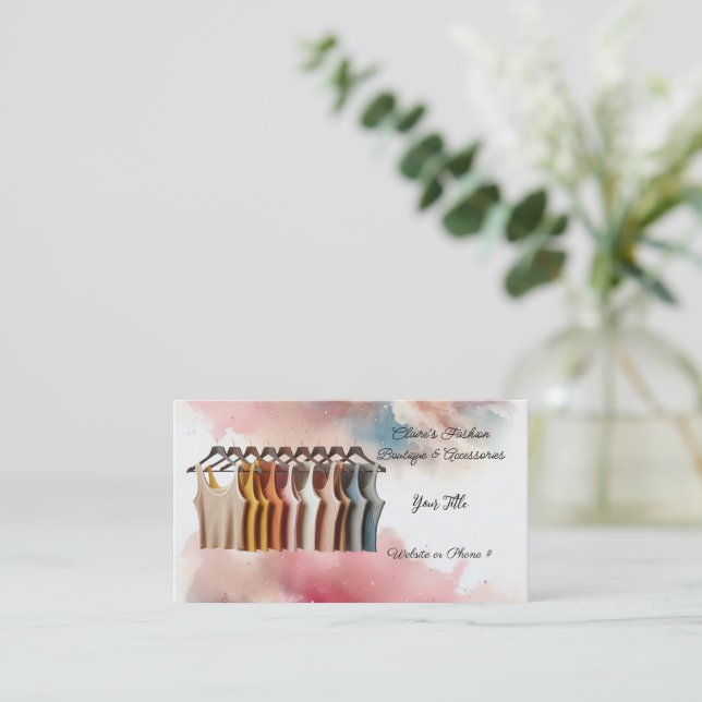 Women's Coloured Tank Tops Boutique Business Card (Standing Front)