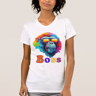 Womens, Colourful Boss Gorilla Head T-Shirt