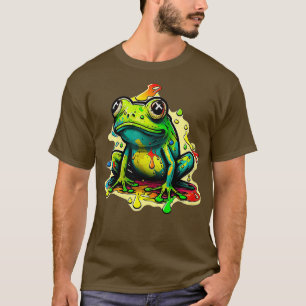 Womens Colourful Frog Peace Sign Men Women Amphibi T-Shirt