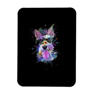 Womens Colourful Schnauzer Dog Design V-Neck Magnet