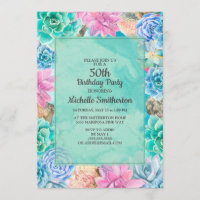 Women's Colourful Succulents Cactus 50th Birthday