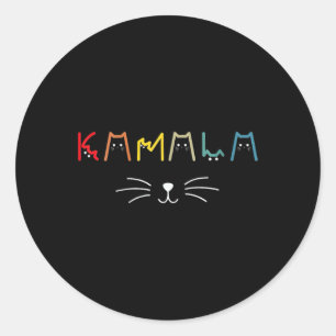 Womens Commala Cat Lettering Positive Funny Cat Le Classic Round Sticker