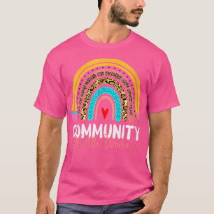 Womens Community Health Worker Leopard Rainbow Hea T-Shirt