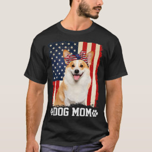 Womens Cool Corgi Dog Mom American Flag Mother's D T-Shirt