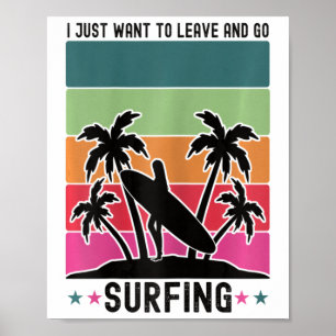 Womens Cool Funny Retro Sunset Vintage Surfing Sur Poster