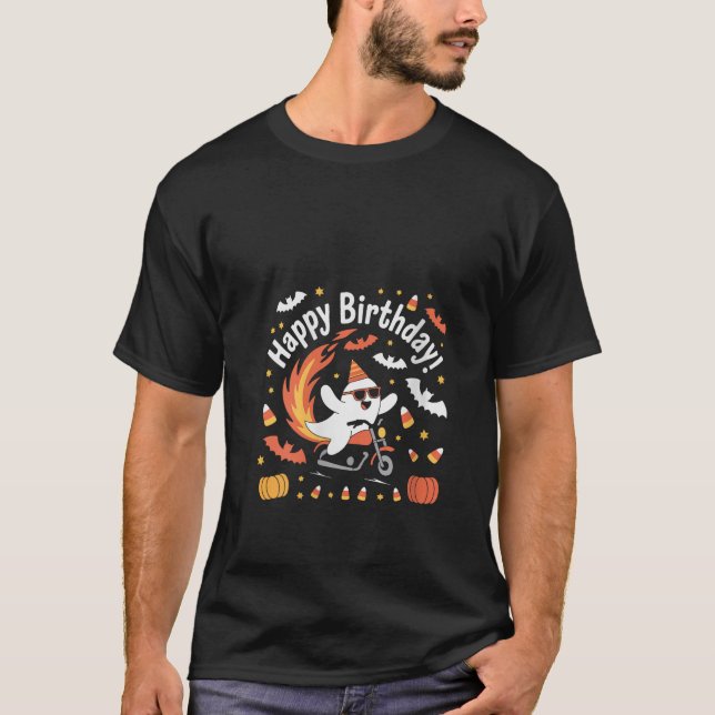 Womens Cool Ghost Riding Motorcycle spooky Hallowe T-Shirt (Front)