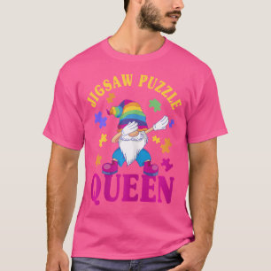 Womens Cool Jigsaw Puzzle Queen Dabbing Gnome Wome T-Shirt