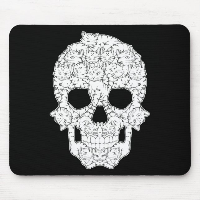 Women's cool kitty skull skeleton  mouse mat (Front)