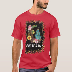 Womens Cool Leopard Cactus Sunflower Half Moon Des T-Shirt