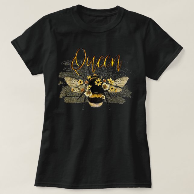 Womens Cool Queen Bee with Crown womens girls T-Shirt (Design Front)