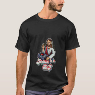 Womens Cool Retro Vintage Jesus Is A Dj Mixer Musi T-Shirt