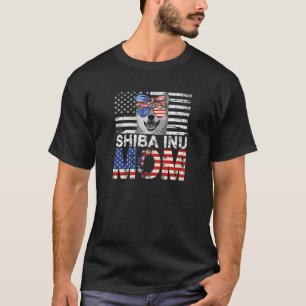 Womens Cool Shiba Inu Mom USA Flag Patriotic Mothe T-Shirt