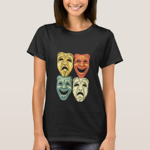 Womens Cool Vintage Colour Theatre Mask Funny Dram T-Shirt