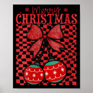 Womens Coquette Bow Christmas Cherries Merry Chris Poster