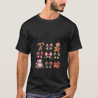 Womens Coquette Christmas Bow Santa Gingerbread Ca T-Shirt