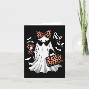 Womens Coquette Leopard Ghost Coffee Boo-jee Hallo Card