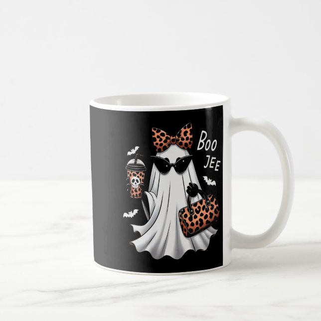Womens Coquette Leopard Ghost Coffee Boo-jee Hallo Coffee Mug (Right)