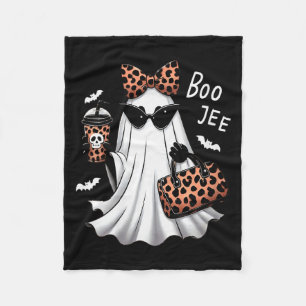 Womens Coquette Leopard Ghost Coffee Boo-jee Hallo Fleece Blanket