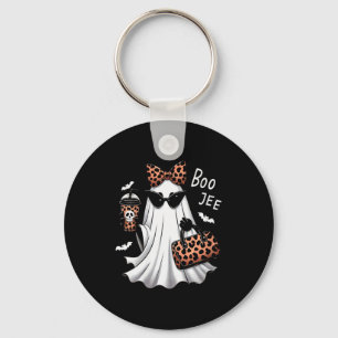 Womens Coquette Leopard Ghost Coffee Boo-jee Hallo Key Ring