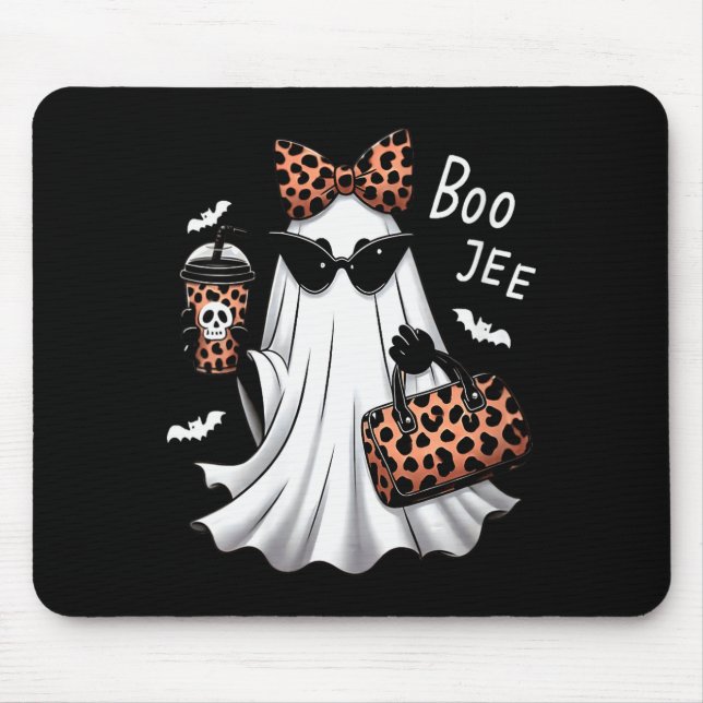 Womens Coquette Leopard Ghost Coffee Boo-jee Hallo Mouse Mat (Front)