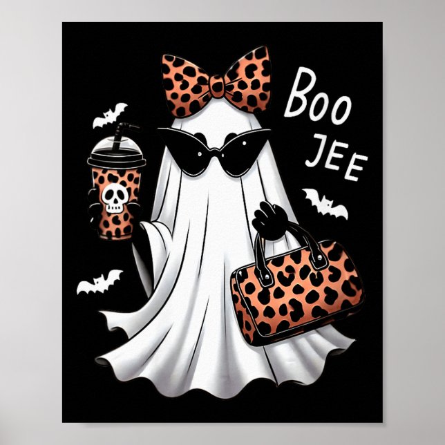 Womens Coquette Leopard Ghost Coffee Boo-jee Hallo Poster (Front)