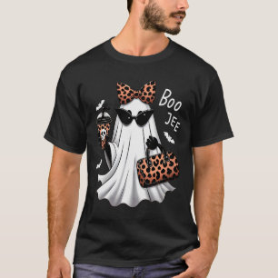Womens Coquette Leopard Ghost Coffee Boo-jee Hallo T-Shirt