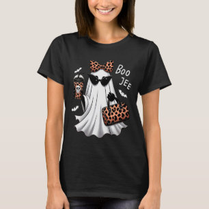 Womens Coquette Leopard Ghost Coffee Boo-jee Hallo T-Shirt