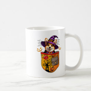 Womens Corgi As Witch In Cket Halloween Dog Owner Coffee Mug