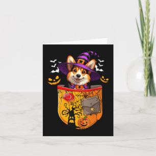 Womens Corgi As Witch In Poc Halloween Dog Owner Card