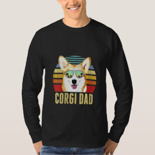 Womens Corgi Dog Dad Vintage Retro Sunset Beach Vi T-Shirt